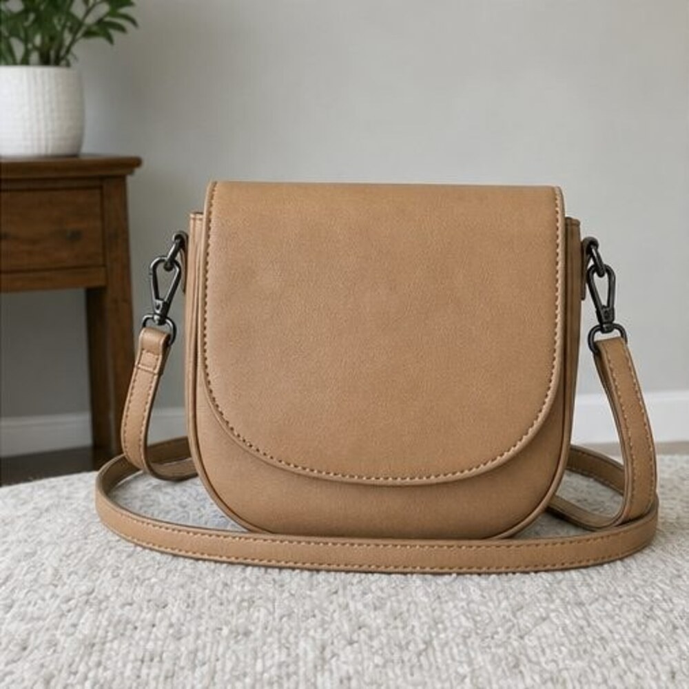 Cognac Pebbled Crossbody Bag